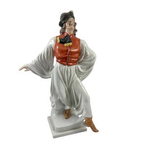 Herend Porcelain Figurine Dancing Man Ceramic Made in Hungary Vintage 1940s